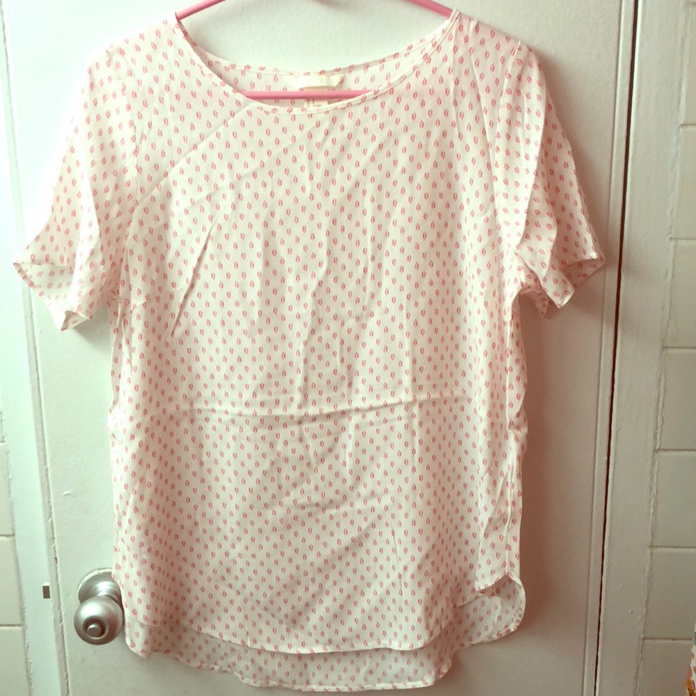 Chiffon Pink and White Blouse - NWOT